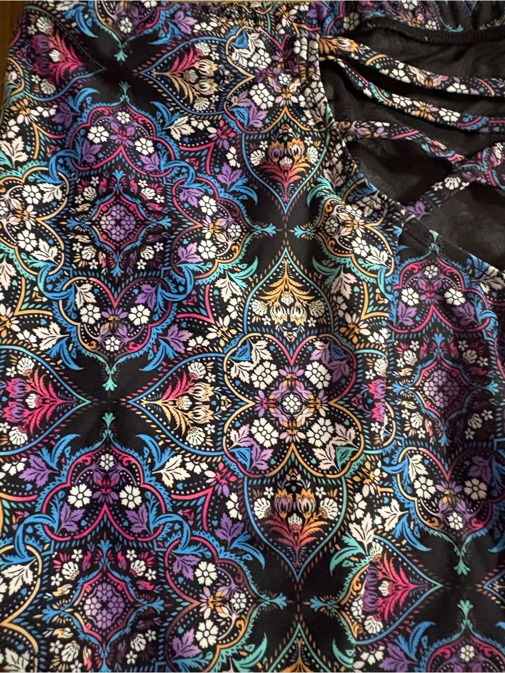 torrid High-Waist Bikini Bottom in Black with Purple & Blue Mosaic Print